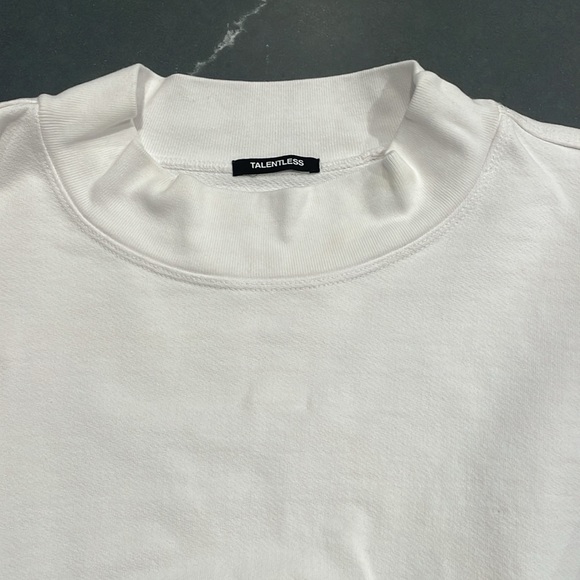 TALENTLESS White Mock Crew Neck Sweatshirt - Picture 2 of 3
